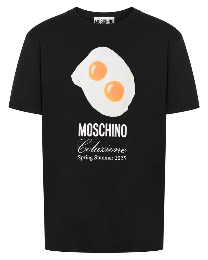 Moschino T-Shirt mit Ei-Print - Schwarz Schwarz