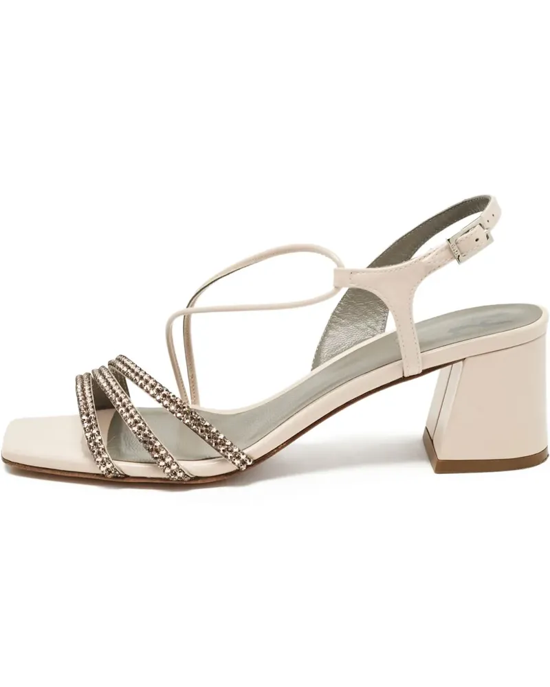 Gina Pre-owned Riemensandalen mit Verzierung 80mm - Nude Nude