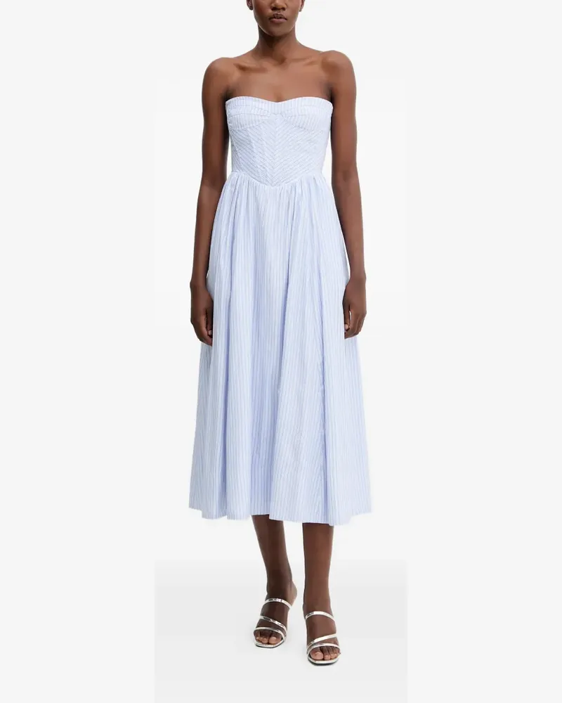 Bardot strapless striped midi dress - Blau Blau