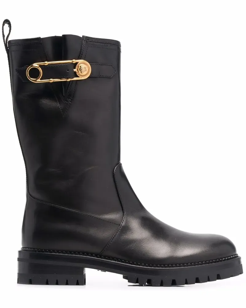 Versace Stiefel mit Sicherheitsnadel - Schwarz Schwarz
