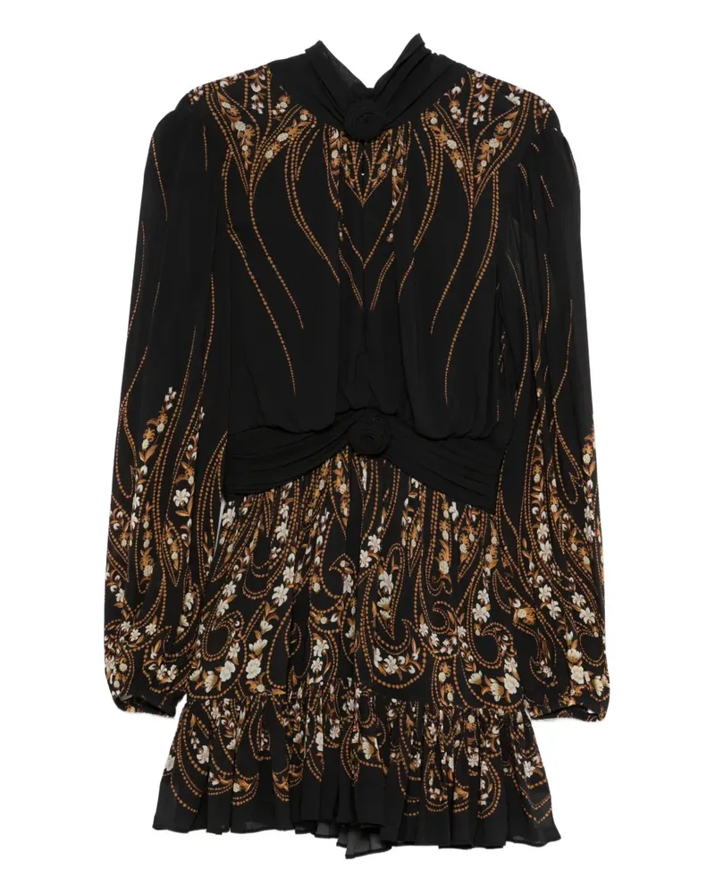 FARM Rio Geblümtes Kleid mit Rüschen - Schwarz Schwarz