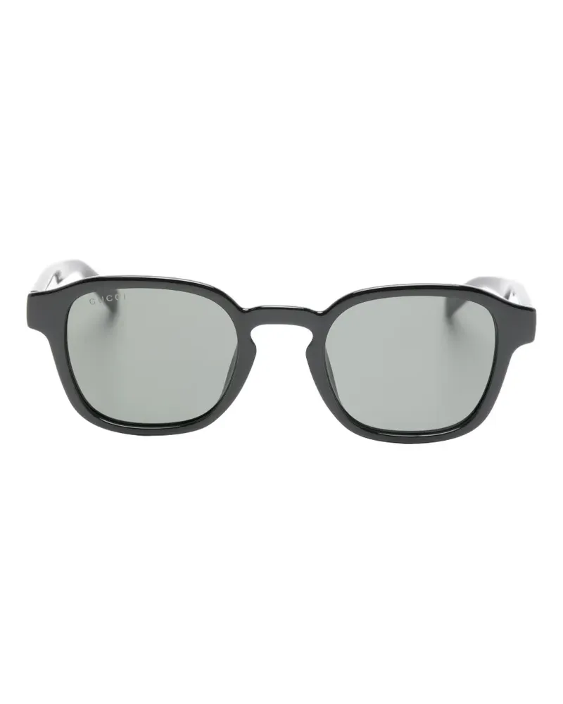 Gucci Web-stripe geometric-frame sunglasses - Schwarz Schwarz