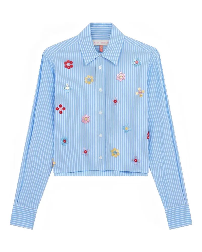 Mira Mikati Gestreiftes Hemd mit Pailletten - Blau Blau