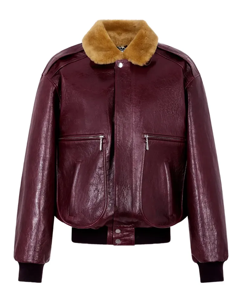 Paco Rabanne Bomberjacke mit Kragen aus Shearling - Rot Rot