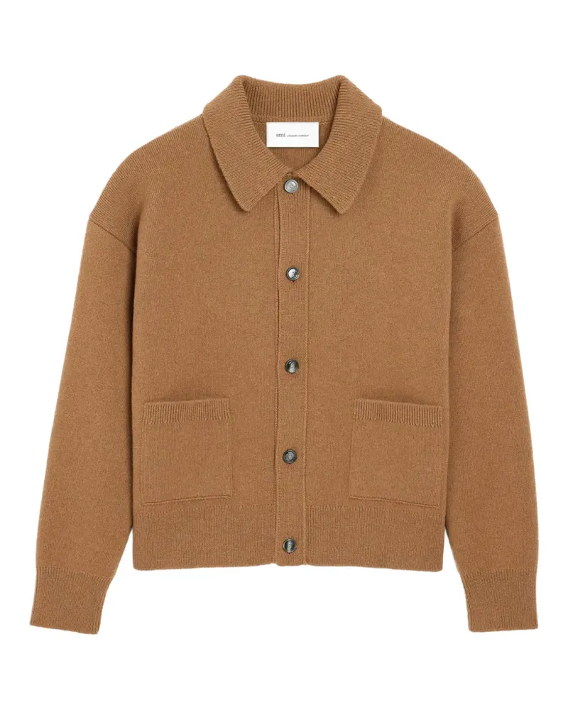 AMI Paris Strickjacke aus Wolle mit Hemdkragen - Braun Braun