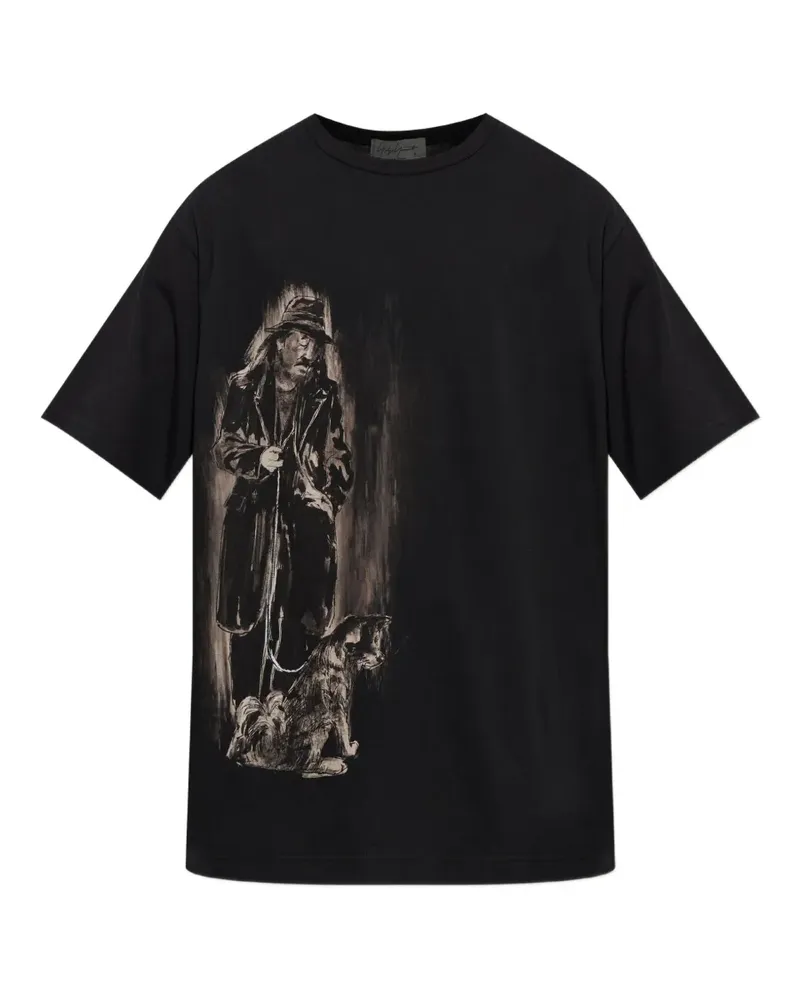 Yohji Yamamoto T-Shirt mit grafischem Print - Schwarz Schwarz