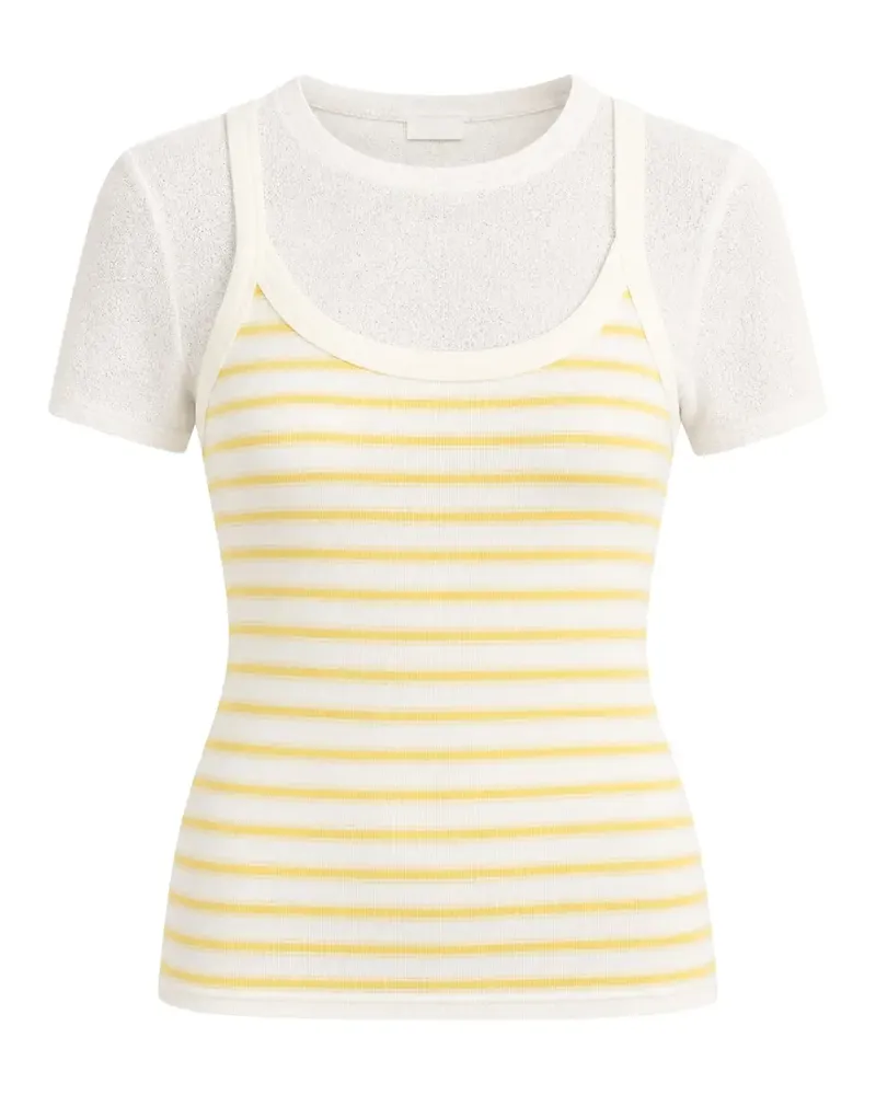Vince Gestreiftes T-Shirt im Layering-Look - Gelb Gelb
