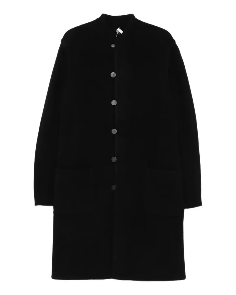 Label Under Construction button-up collarless single-breasted coat - Schwarz Schwarz