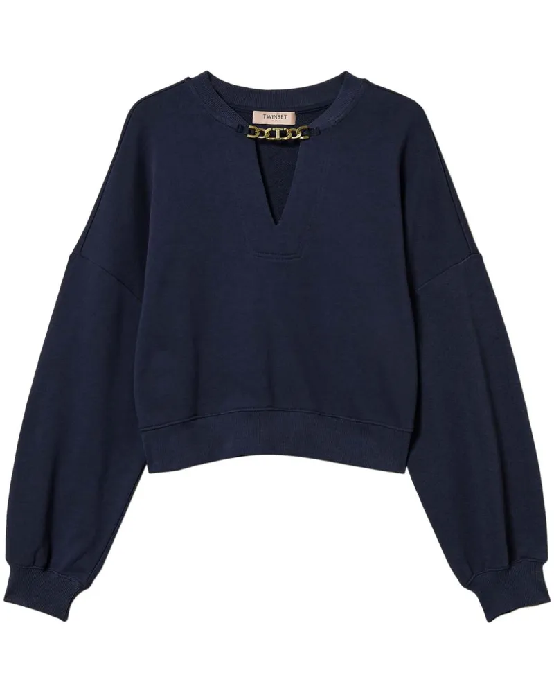 Twin-Set Sweatshirt mit Oval T-Kette - Blau Blau
