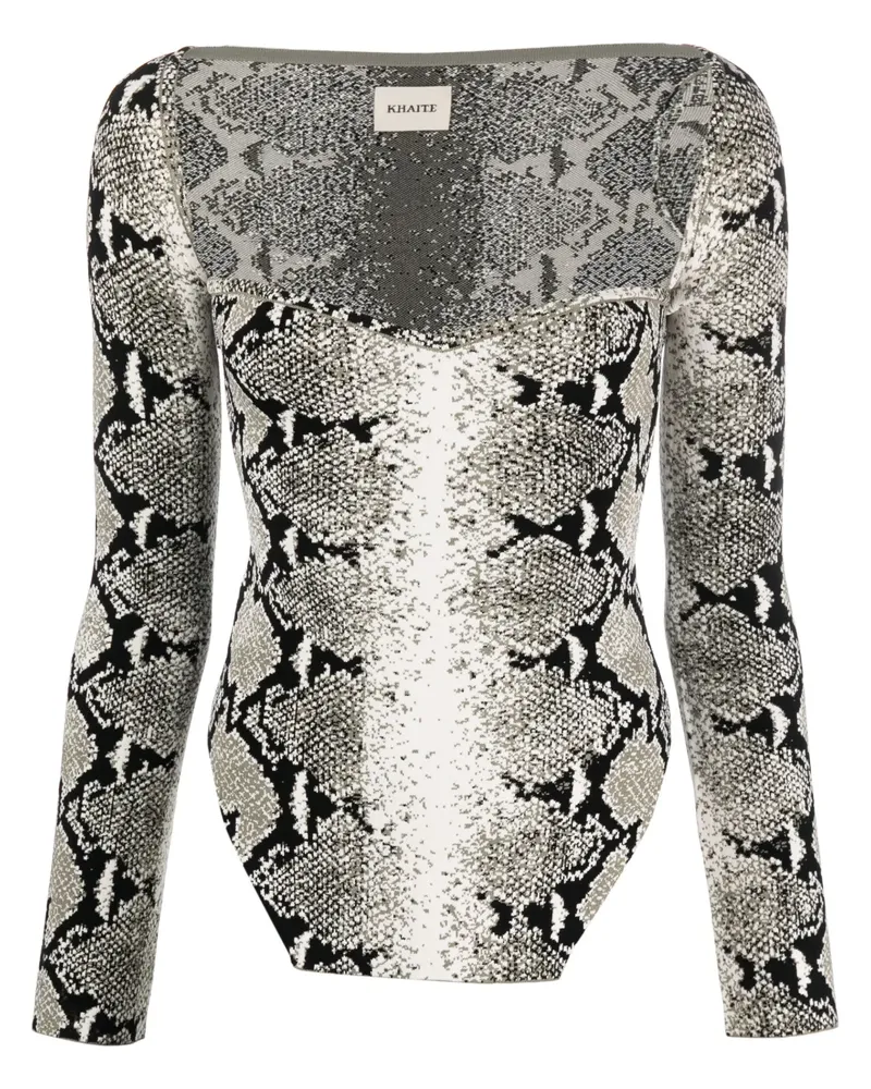 KHAITE Maddy Jacquard-Body mit Schlangen-Effekt - Grün Grün