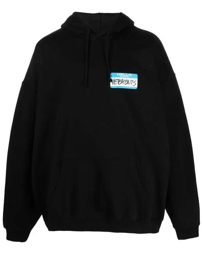 VETEMENTS Hoodie mit Namensschild-Print - Schwarz Schwarz