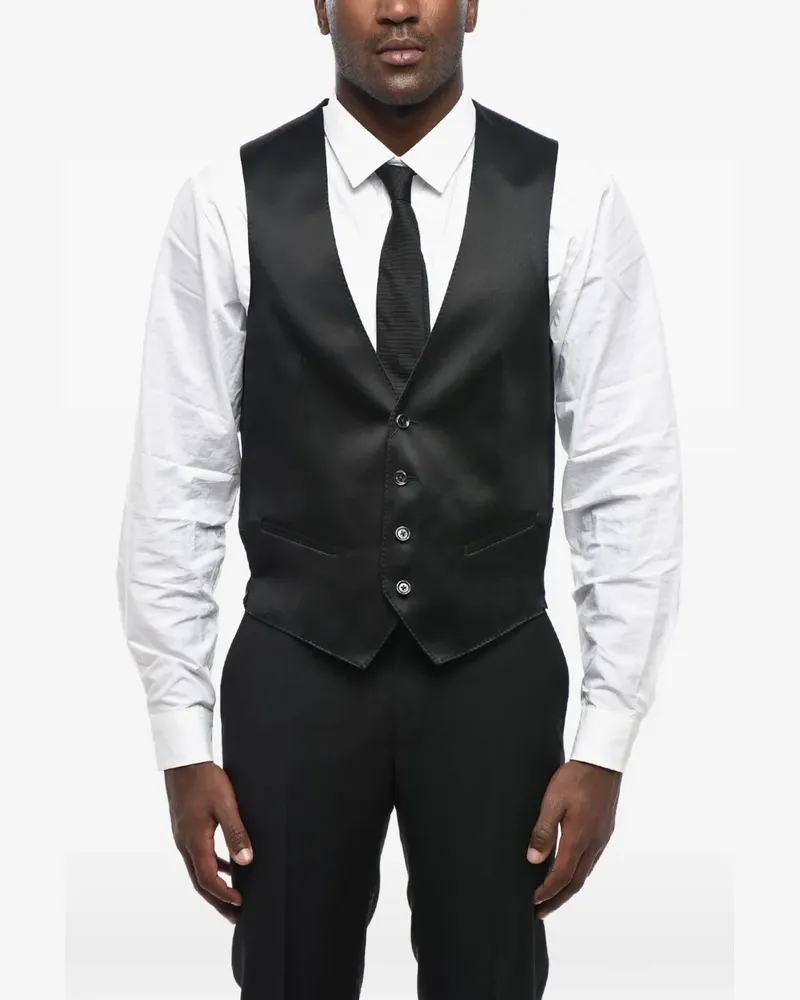 Corneliani satin welt-pocket waistcoat - Schwarz Schwarz