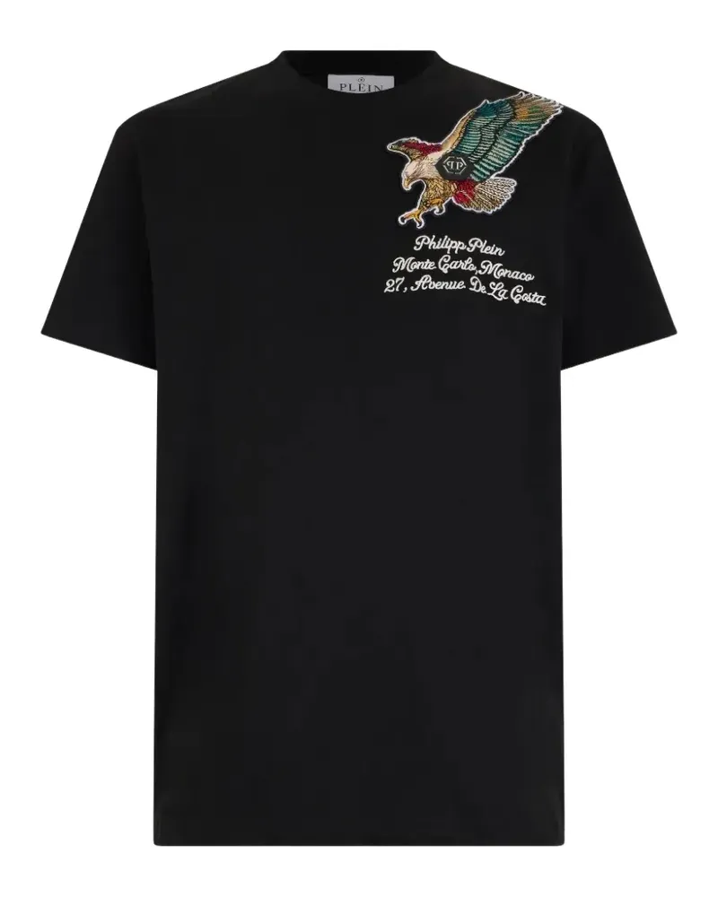 Philipp Plein T-Shirt mit besticktem Patch - Schwarz Schwarz