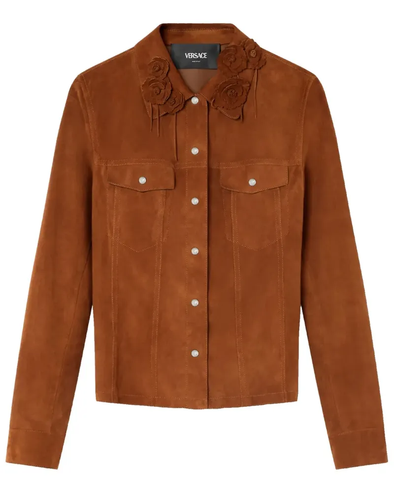 Versace Wildlederjacke mit Blumen - Braun Braun