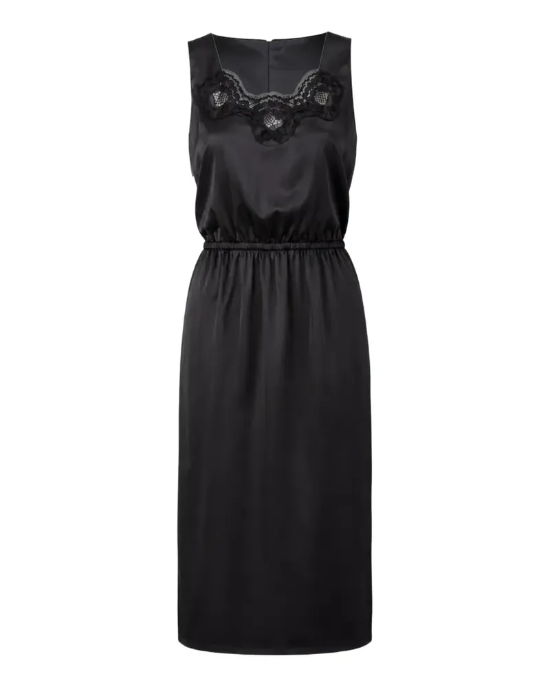 Dolce & Gabbana Kleid in Satinoptik mit Spitzenbesatz - Schwarz Schwarz