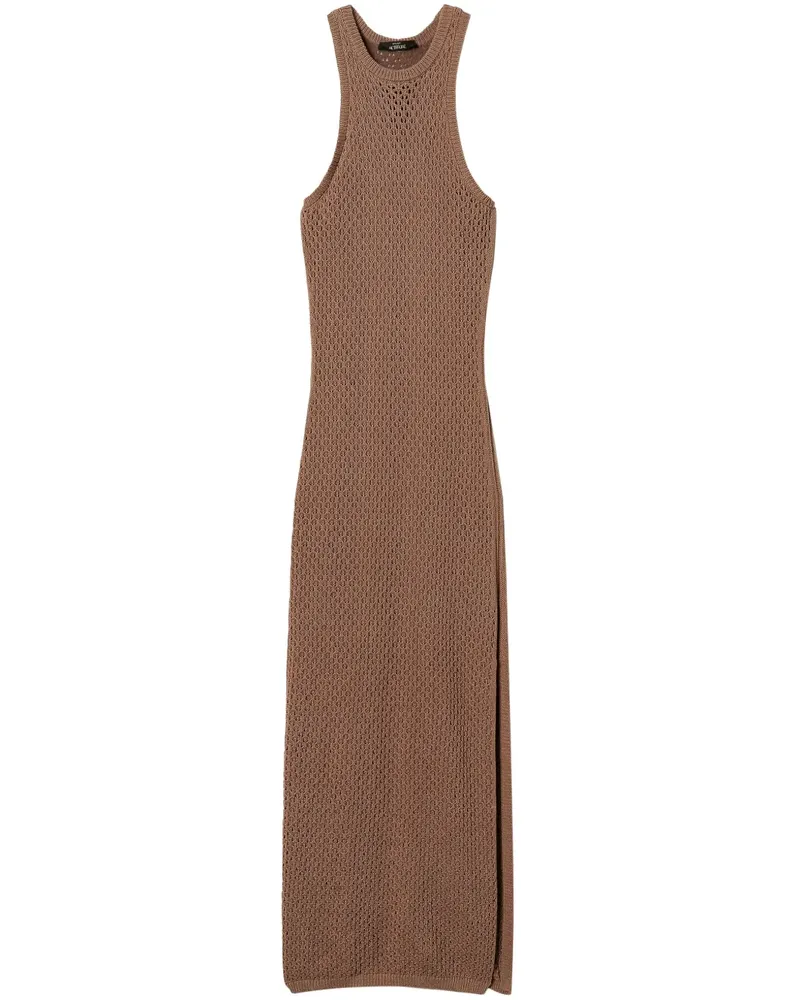 Twin-Set Geripptes Midikleid - Braun Braun