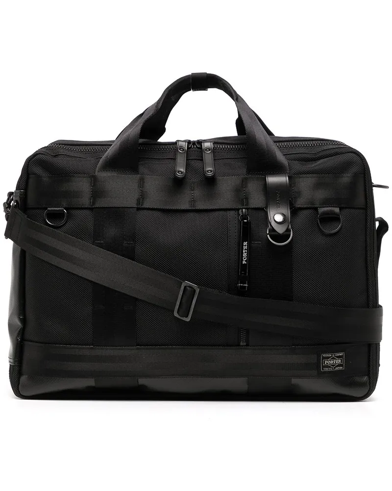 PORTER-YOSHIDA & CO Laptoptasche mit Kontrasteinsätzen - Schwarz Schwarz