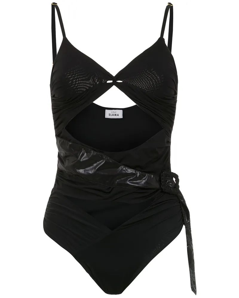 Amir Slama Badeanzug mit Cut-Outs - Schwarz Schwarz