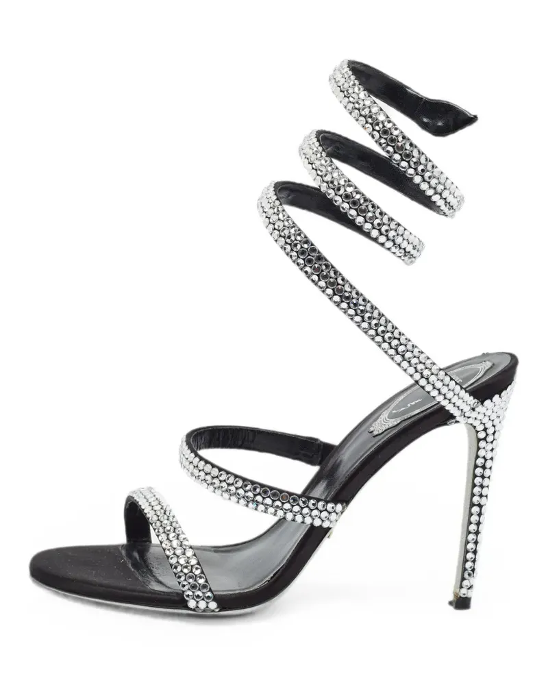 René Caovilla Cleo Sandalen aus Satin - Schwarz Schwarz