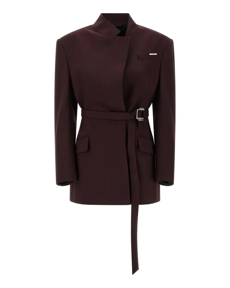ATTICO belted padded-shoulder blazer - Violett Violett