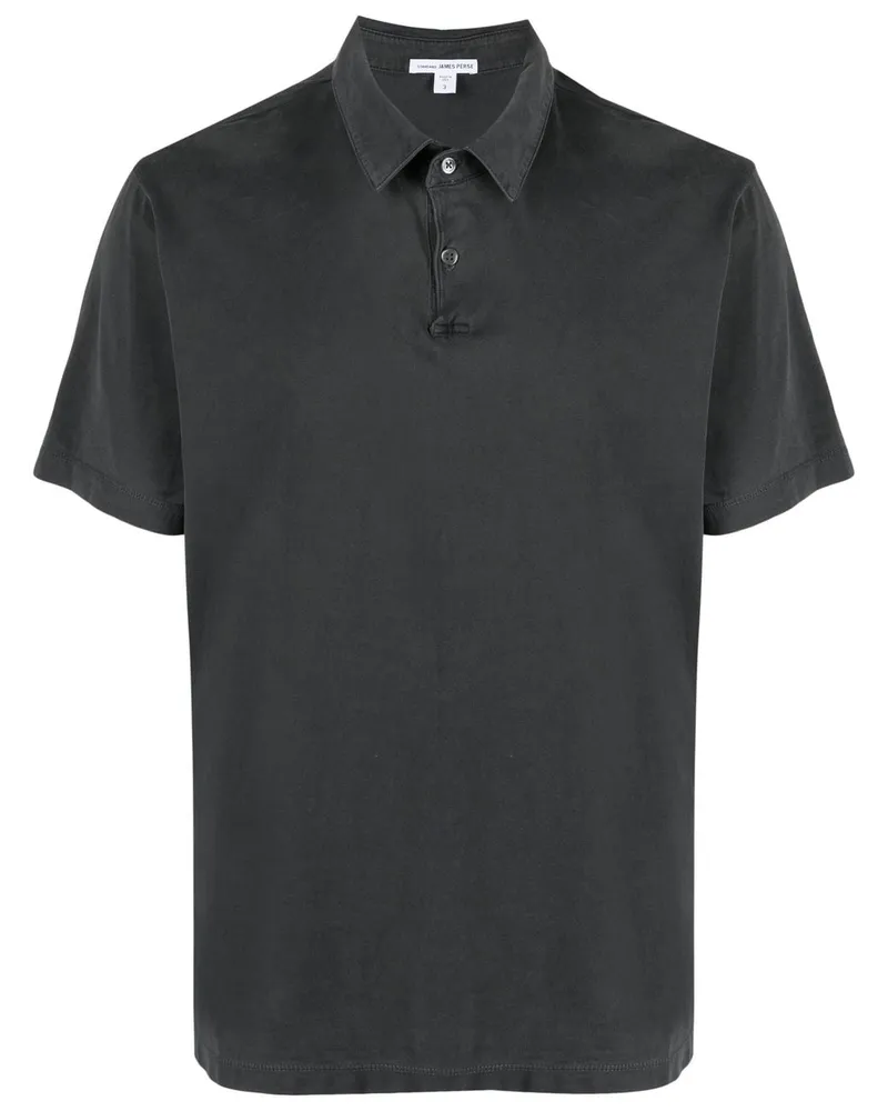 James Perse Jersey-Poloshirt mit Wildlederoptik - Grau Grau