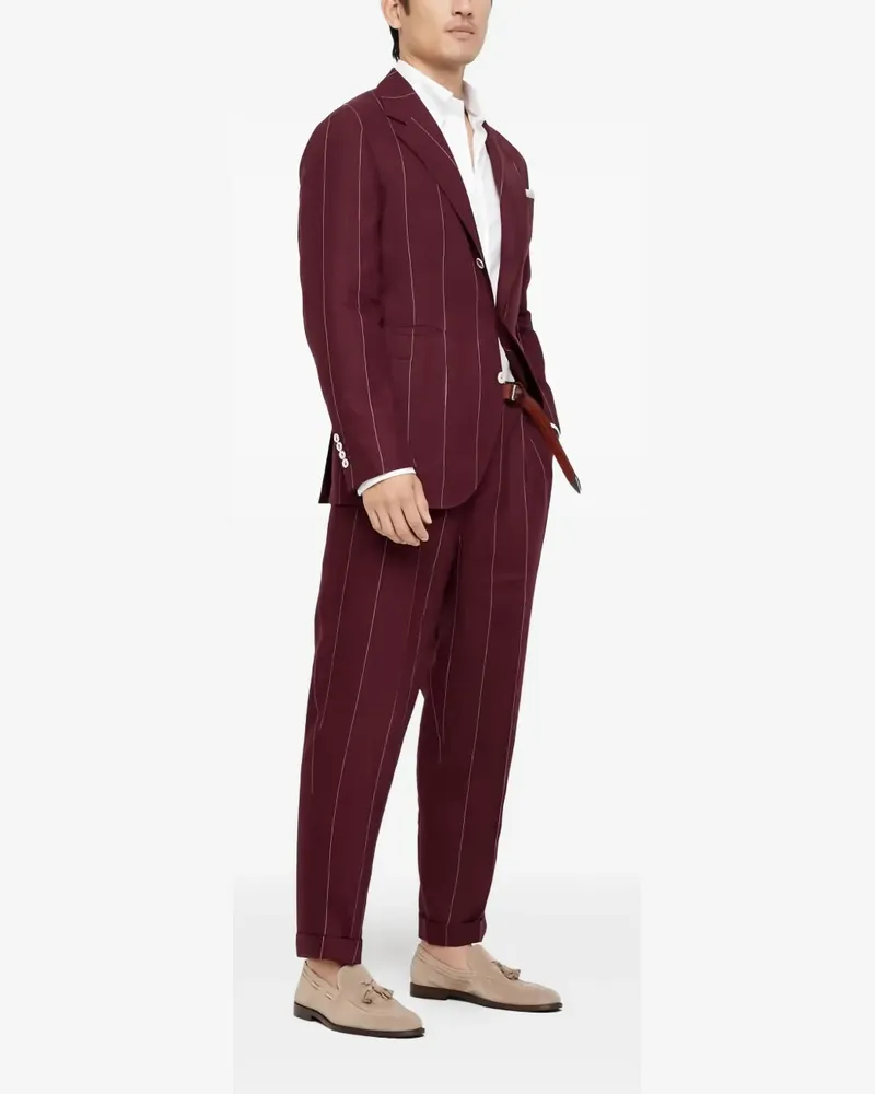 Brunello Cucinelli Leinenanzug mit Nadelstreifen - Rot Rot