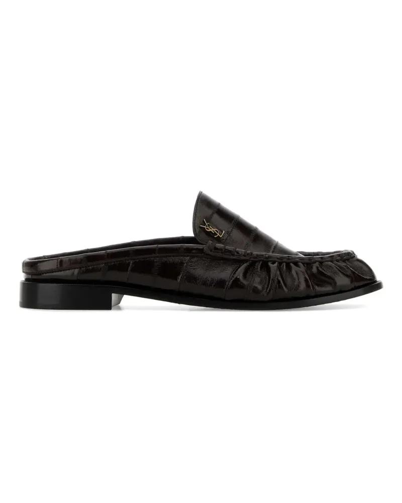Saint Laurent Le ruffled leather loafers - Braun Braun