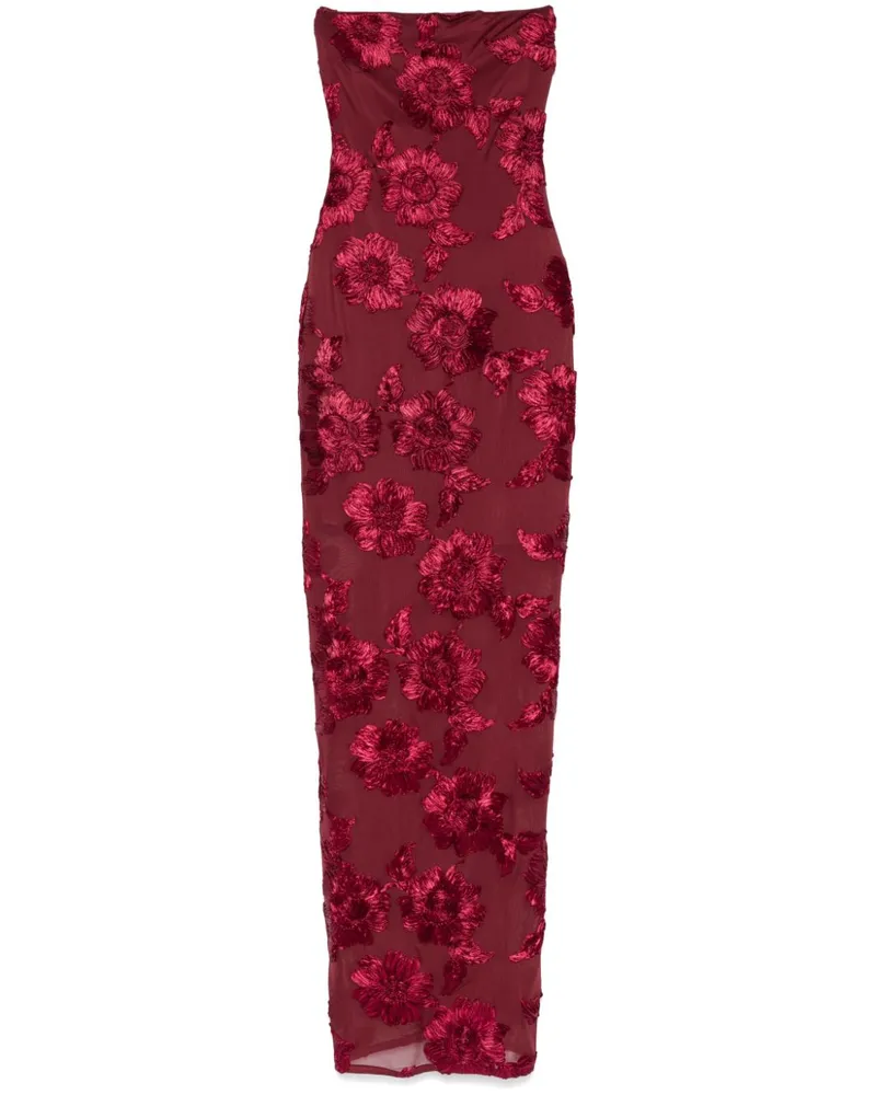 ROTATE Birger Christensen Maxikleid mit Blumenapplikation Rot