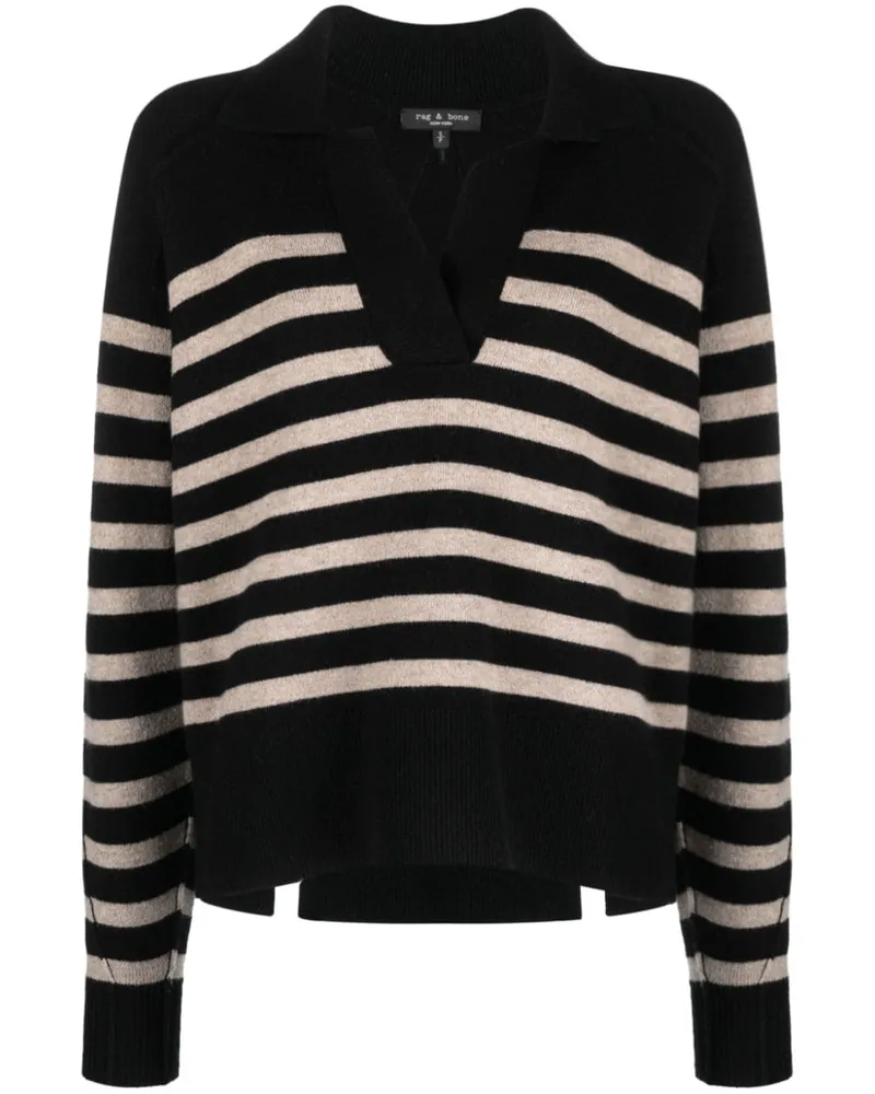 Rag & Bone Gestreifter Bridget Pullover Schwarz