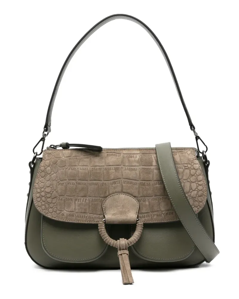 Cromia Ermione Schultertasche mit Kroko-Effekt - Grün Grün