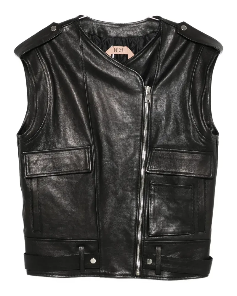 N° 21 Lederjacke im Biker-Style - Schwarz Schwarz