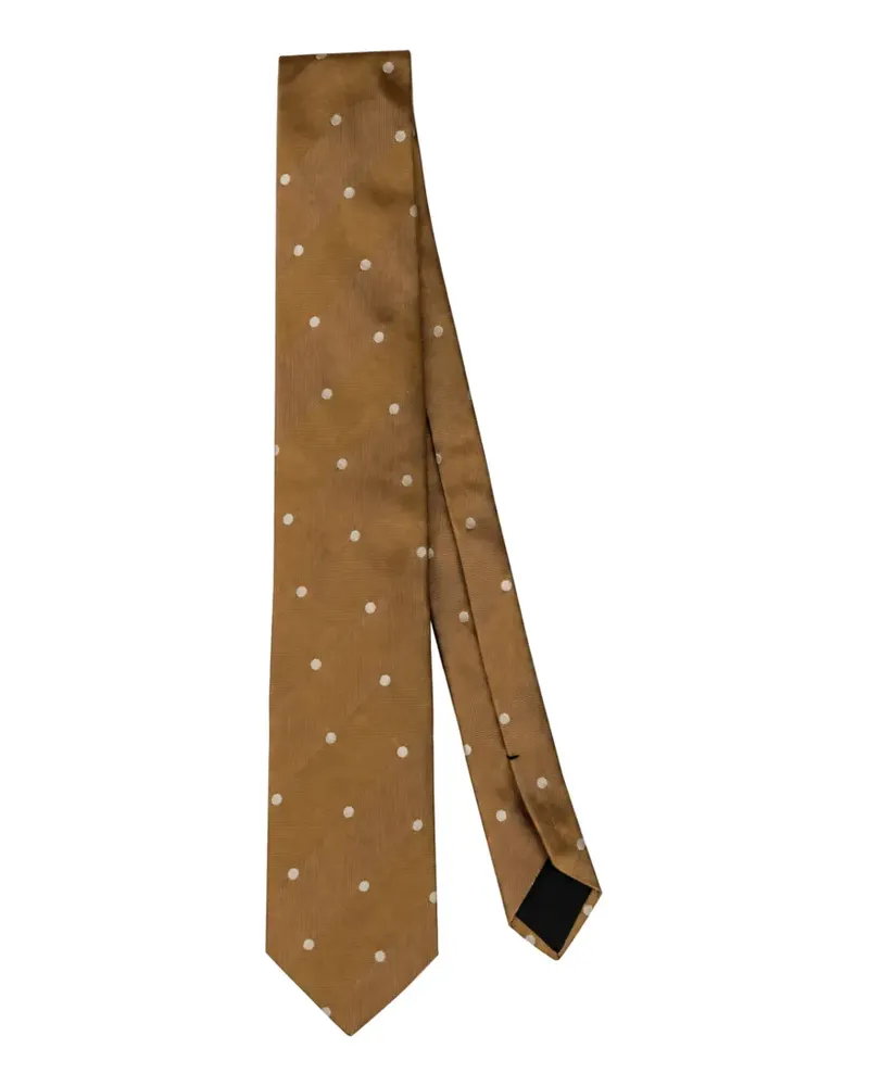LARDINI Seidenkrawatte mit Polka Dots - Braun Braun