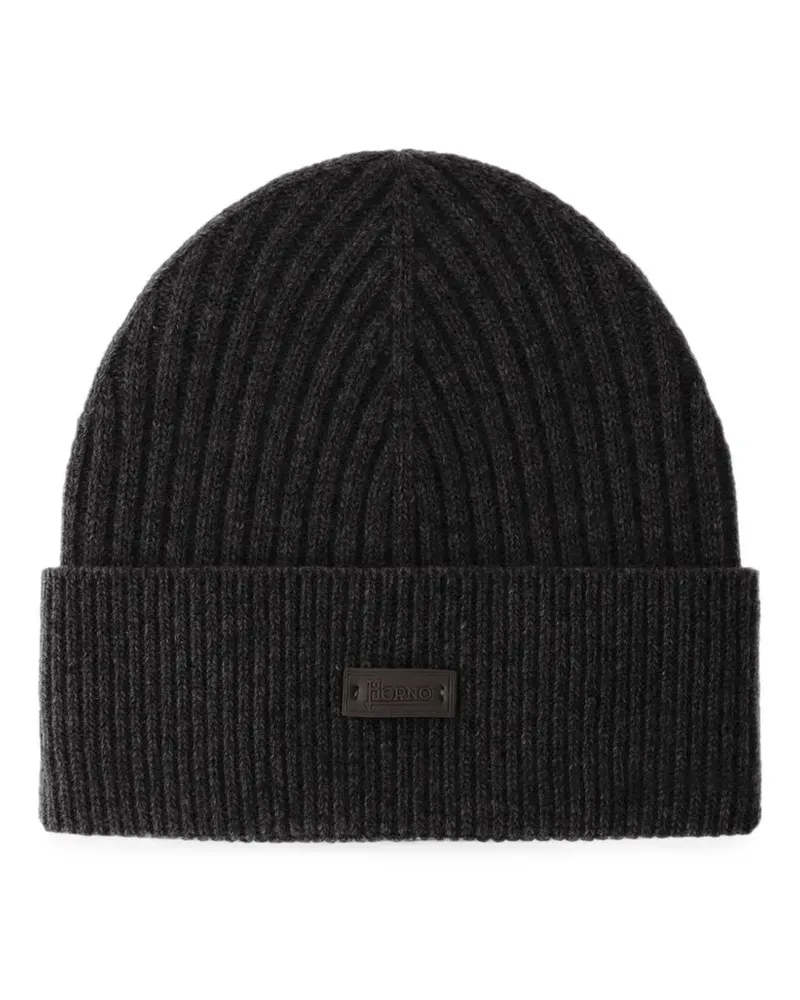 Herno Beanie aus geripptem Strick - Blau Blau