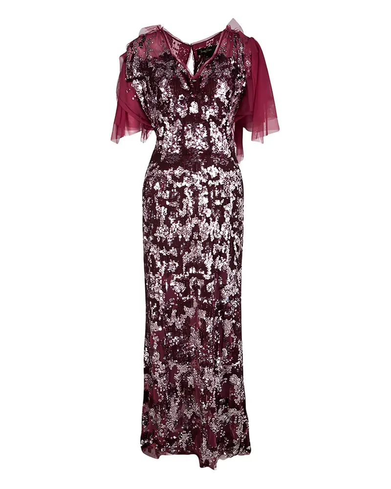Jenny Packham Kleid mit Pailletten - Rot Rot
