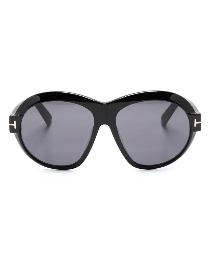 Tom Ford Inger Sonnenbrille mit Oversized-Gestell - Schwarz Schwarz