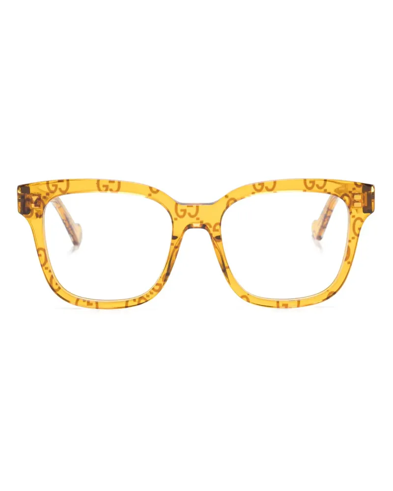 Gucci Sonnenbrille mit eckigem Gestell - 012 YELLOW 012