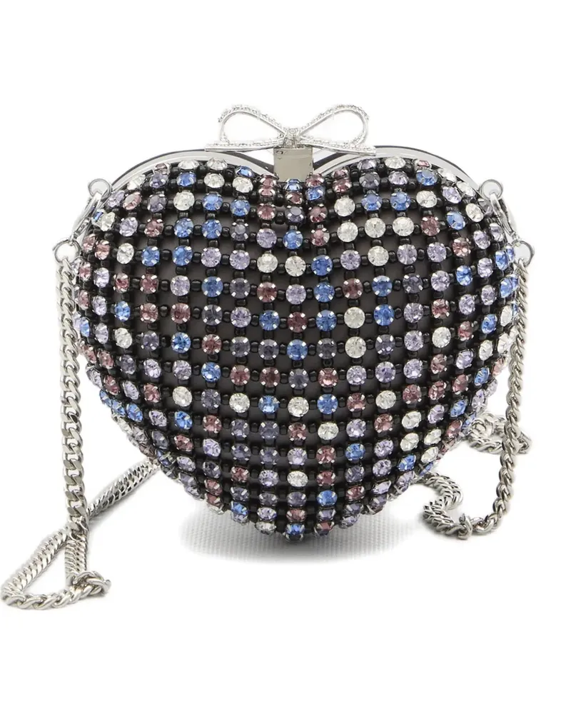 Self-Portrait Kristallverzierte Clutch mit Herz - Schwarz Schwarz