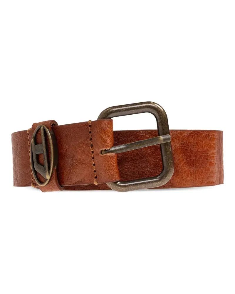 Diesel ova-logo leather belt - Braun Braun