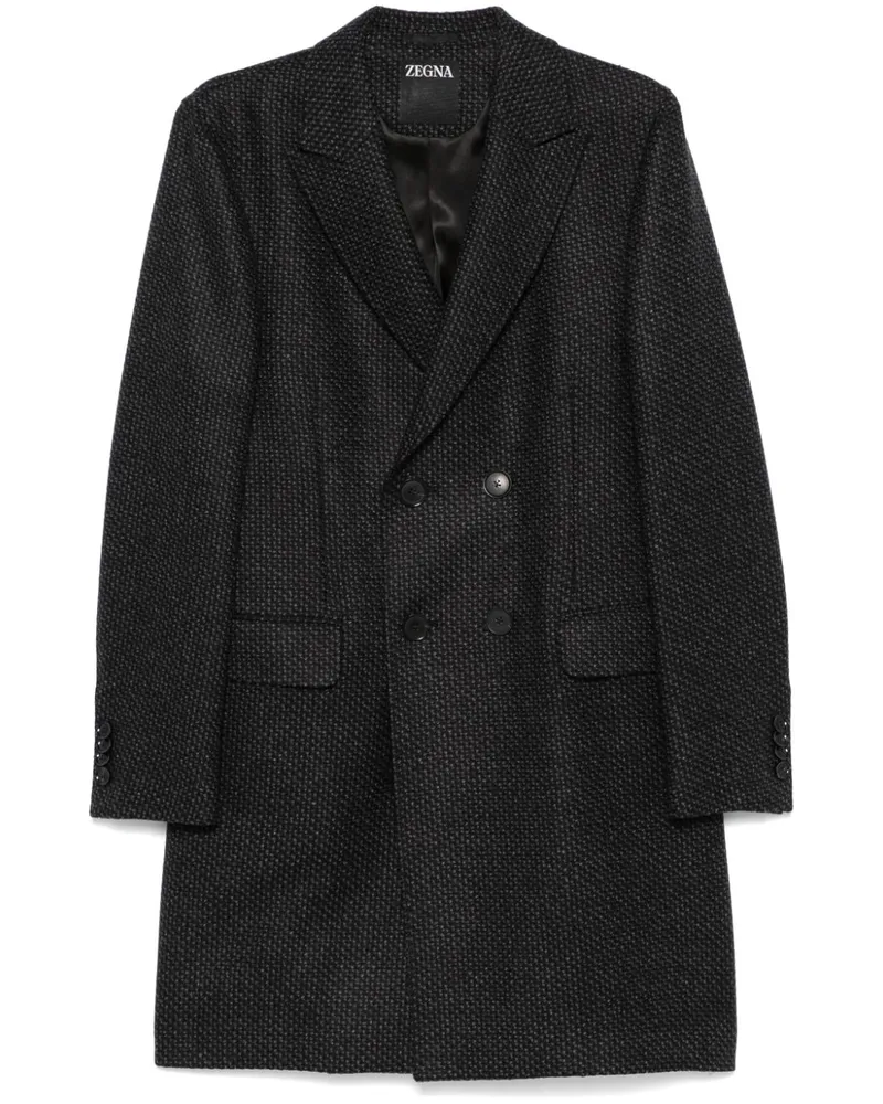 Ermenegildo Zegna Mantel mit Mini-Karo - Schwarz Schwarz
