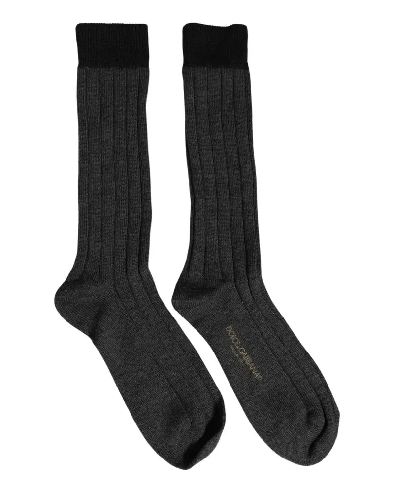 Dolce & Gabbana ribbed-knit logo socks - Grau Grau