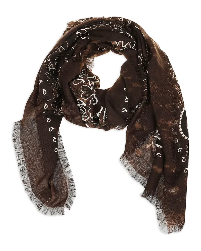 Destin Ausgefranster Schal mit Paisley-Print - Braun Braun