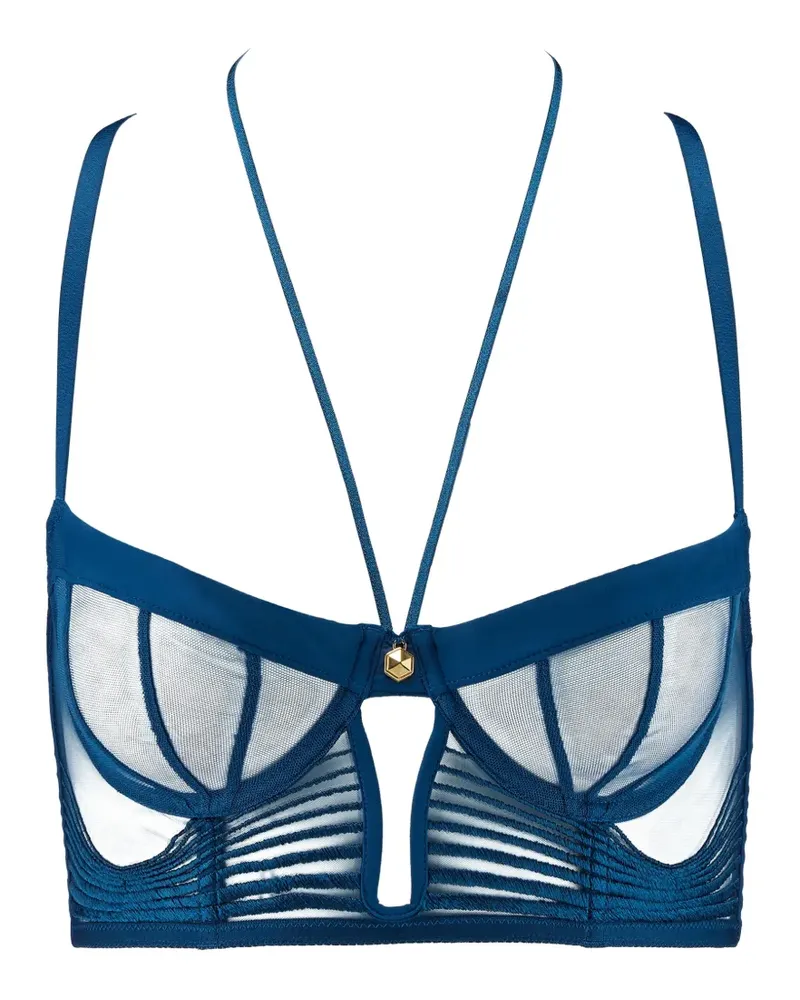 Aubade Bustier mit Mesh-Einsatz und Stickerei - Blau Blau