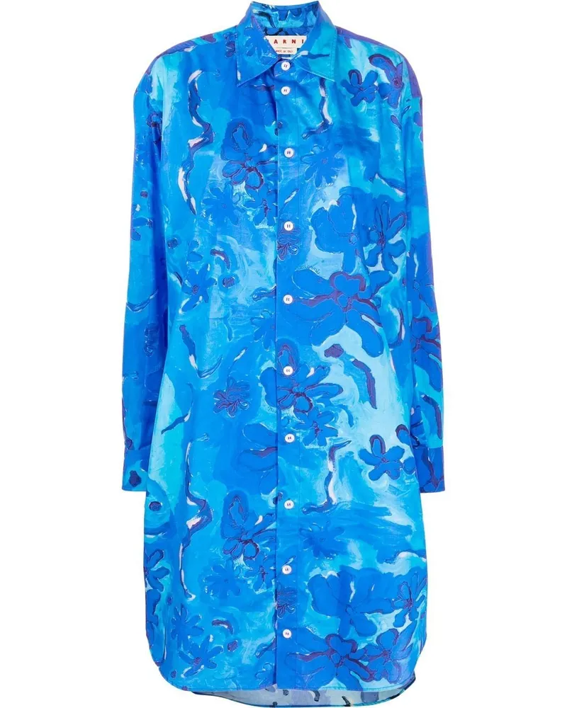 Marni Hemdkleid mit Blumenmuster - Blau Blau