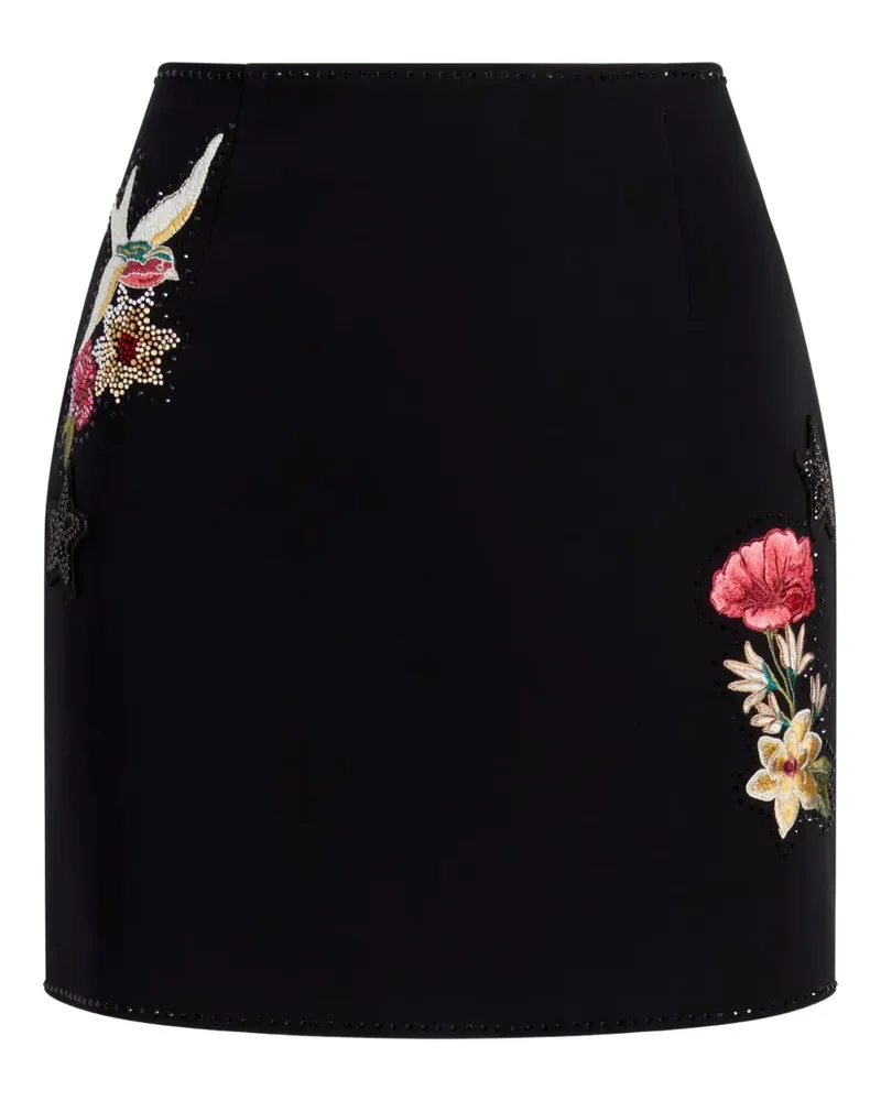 Cinq à Sept Western Amour Doris Minirock mit Blumenstickerei - Schwarz Schwarz