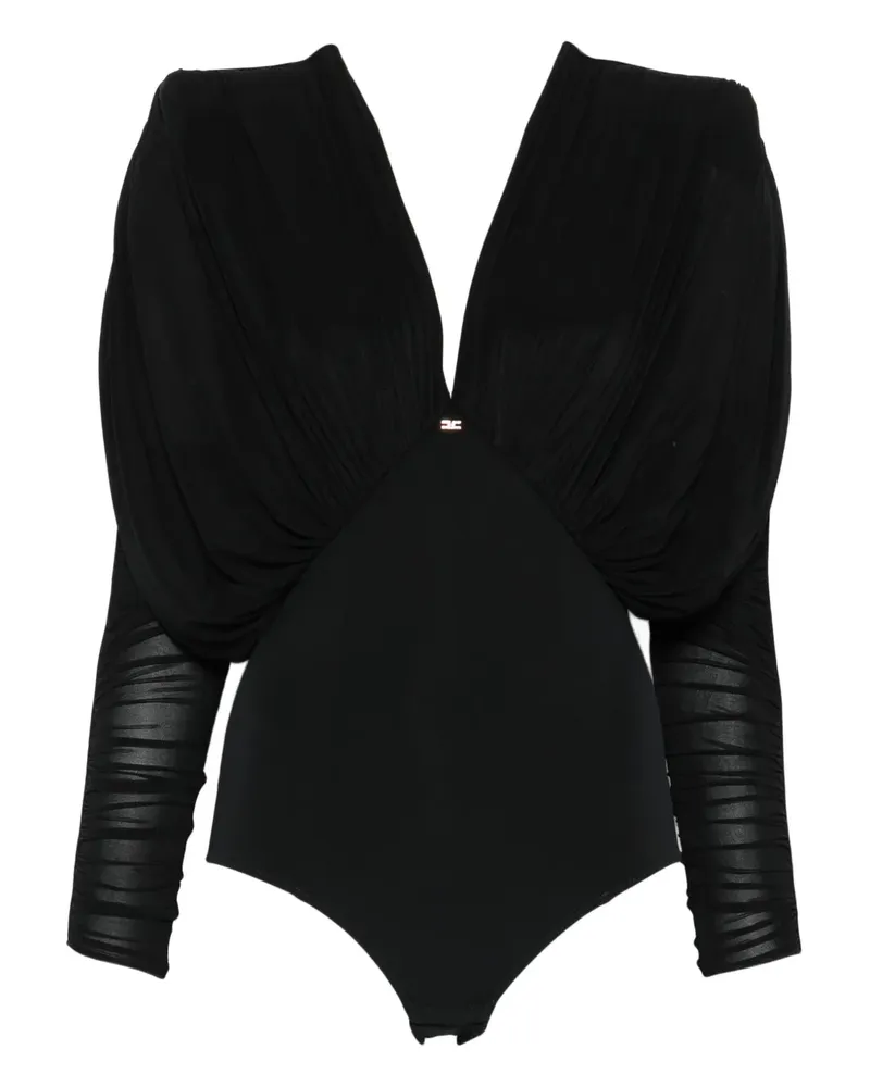 Elisabetta Franchi Body mit plissierten Schultern - Schwarz Schwarz
