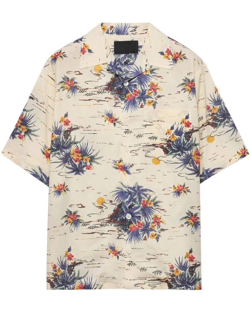 Prada Bowlinghemd mit Hawaii-Print - Gelb Gelb