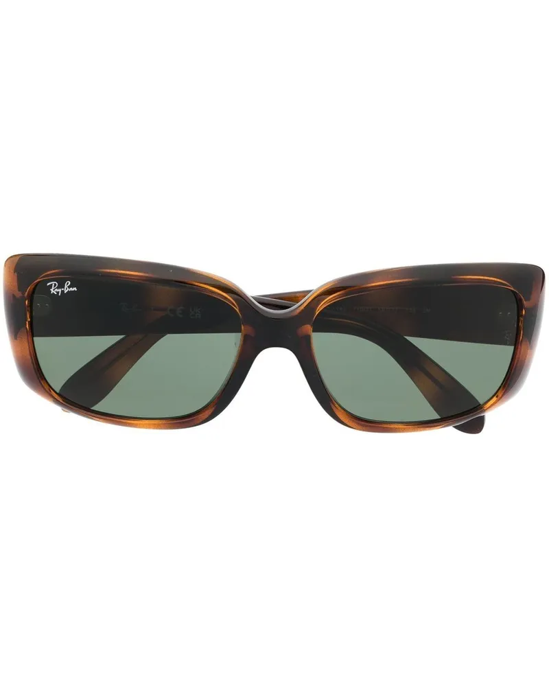 Ray Ban Eckige Sonnenbrille in Schildpattoptik - Braun Braun