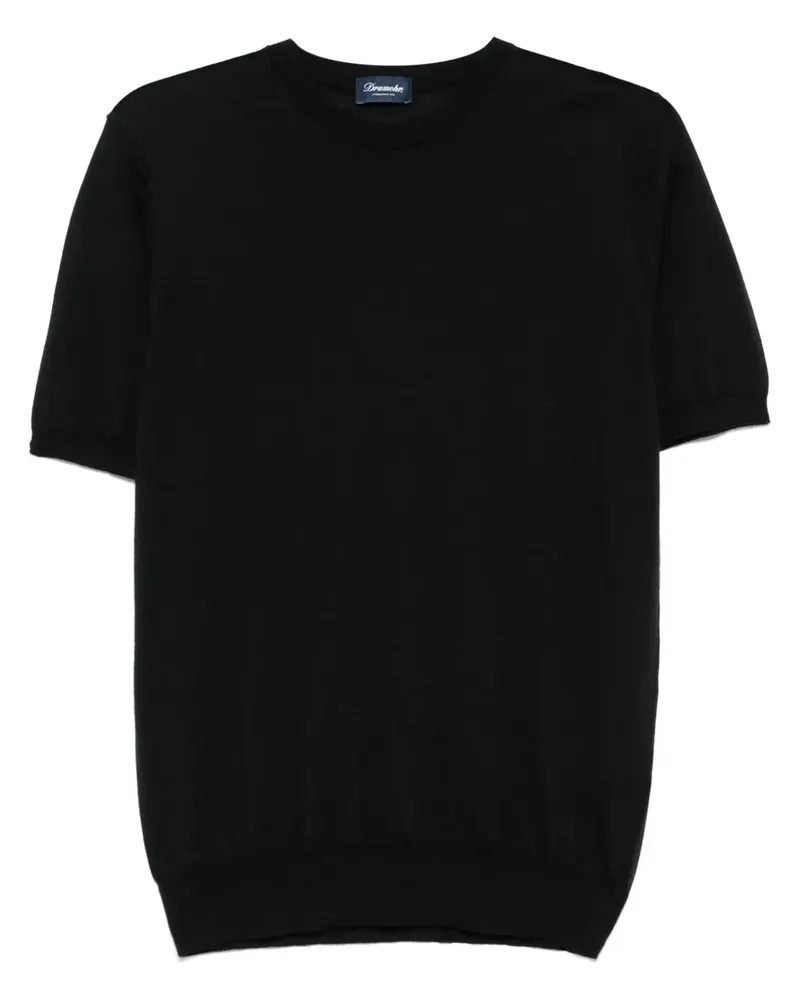 Drumohr  Fein geripptes T-Shirt - Schwarz Schwarz