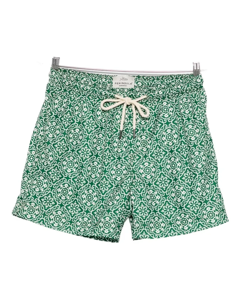 PENINSULA Gemusterte Badeshorts - Grün Grün