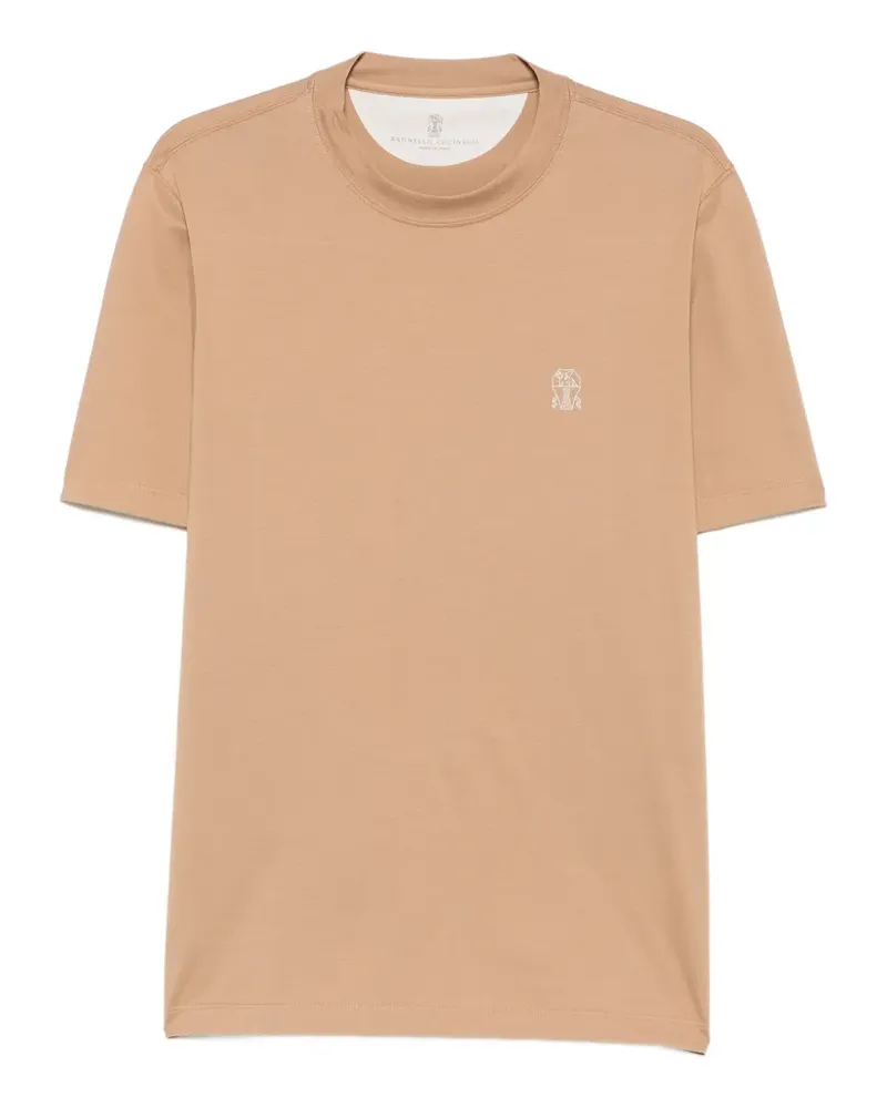 Brunello Cucinelli T-Shirt mit Logo-Stickerei - Nude Nude
